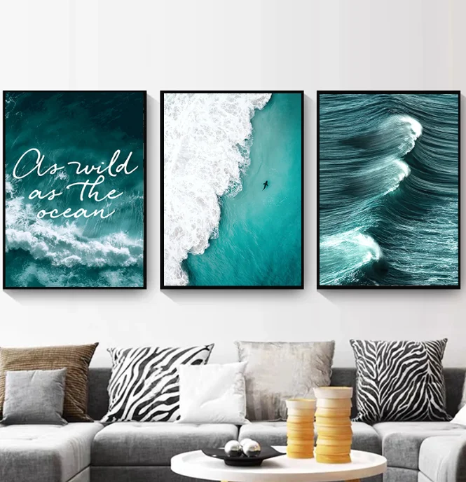 Nature Ocean Animal Whale Breaching Tail Dolphin Wall Art Nordic Canvas Print Painting Waves Seascape Poster Living Room Picture