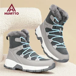 HUMTTO outdoor high top snow shoes women hiking shoes winter walking wool warm ski boots waterproof snow boots trekking sneakers