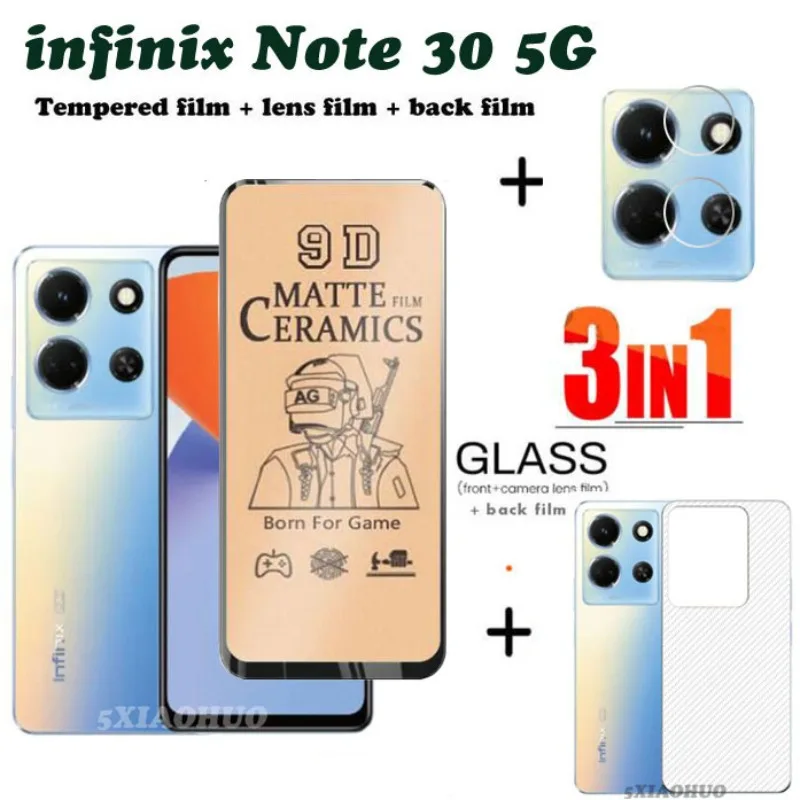 

3 in 1 Infinix Note30 Ceramic Tempered Glass Screen Protectors + Camera Film + Back Film for Infinix Hot 30i Hot 20 20S 20play