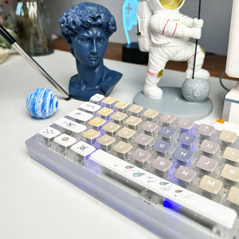 

Side engraved, Aerospace Light White Transparent Keycap ASA Height 126 Keys Original Top Surface PBT Thermal Sublimation Keycap