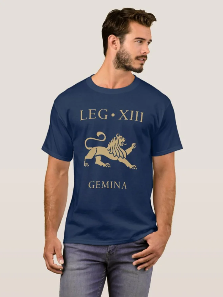 Roman Legion SPQR Legio XIII Gemina Lion Symbol T-Shirt 100% Cotton O-Neck Summer Short Sleeve Casual Mens T-shirt Size S-3XL