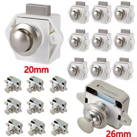5/10pcs 26mm Push Locks Camper Car Push Button Latch Locks Cabinet Lock RV Caravan Drawer Lock Furniture Hardware Door Locks