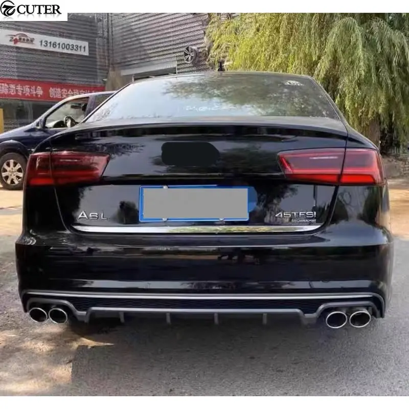 A6 C7 S-line Rear Bumper Exhaust Pipes Tail Throat for Audi A6 C7 S6 Car Body Kit 12-16