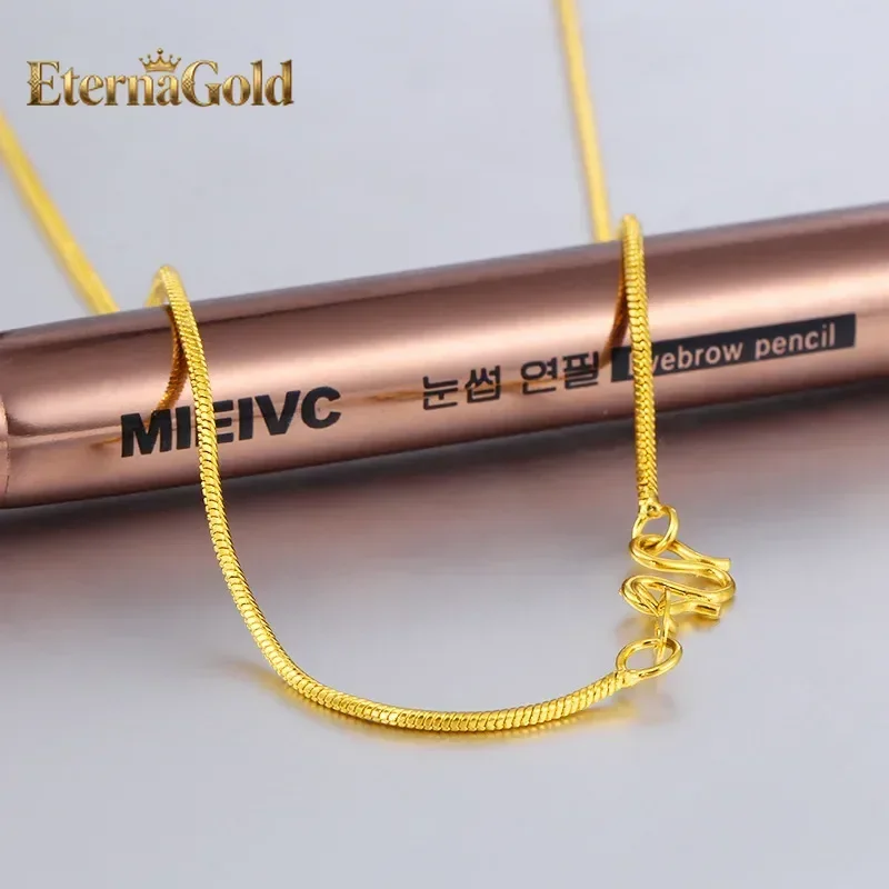 

EternaGold Женская универсальная цепочка из золота 24K в форме змеиной кости, AU999 | Гравировка с надписью "Изобилие" и скрытыми узорами в виде волн.