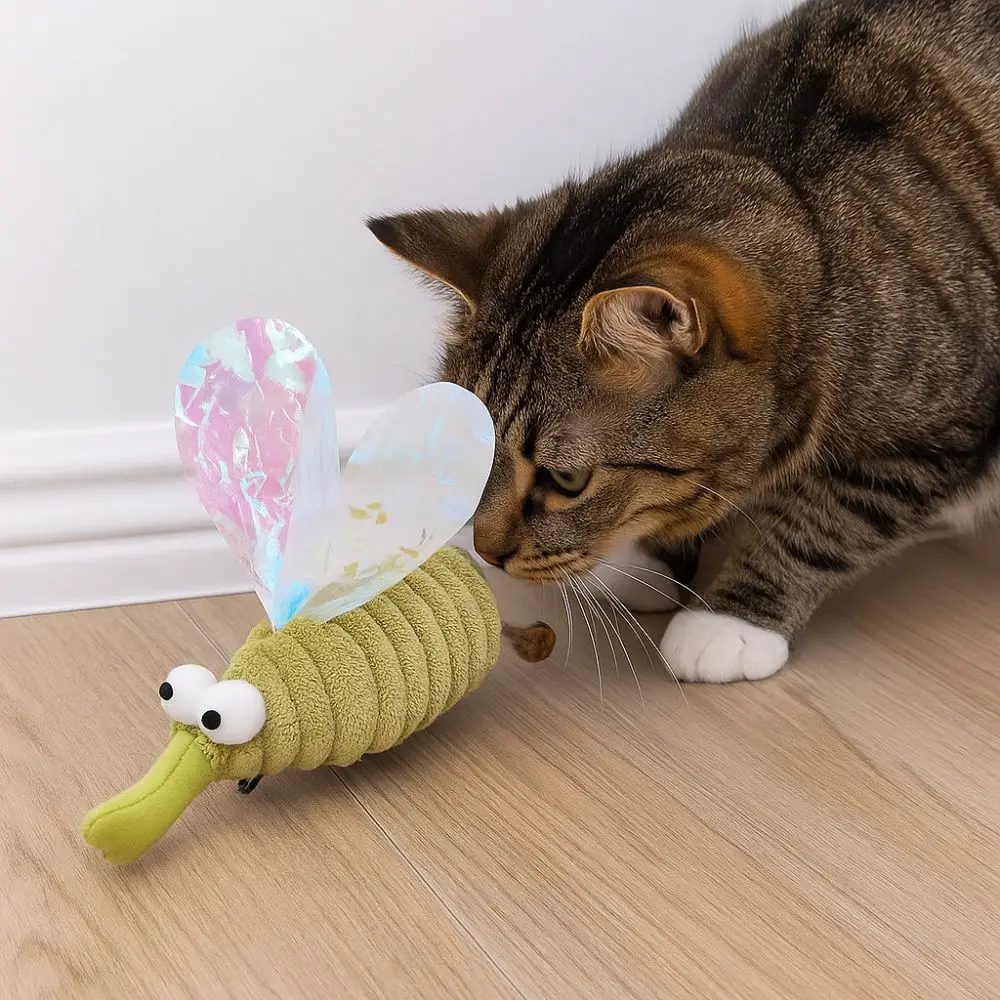 

Funny Green Fluffy Pet Cat Toys Bite Resistant Soft Interactive Cat Toys Simulated Mosquito Cat Teasing Toys Kitten Exercise