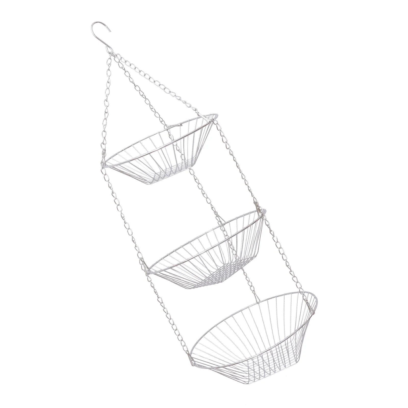 

3-Tier Wire Hanging Fruit Basket Stainless Steel Elegant Thickened Wire Fruit Drain Basket Kitchen Living Room Display