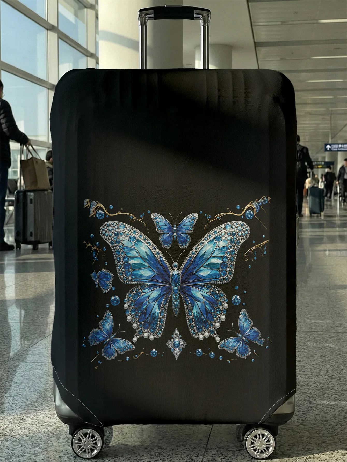 

Blue Butterfly Group Luggage Protection Cover, suitable for 18-32 inch luggage covers, luggage handle gloves, travel accessories