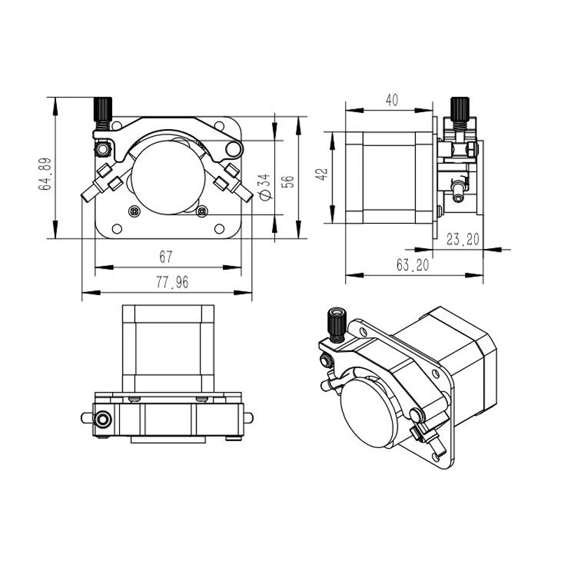 Peristaltic Pump Stepper Motor High Precision Self-Priming Viscous Pump Stainless Steel Liquid Pump Silent Auto Circulating Pump