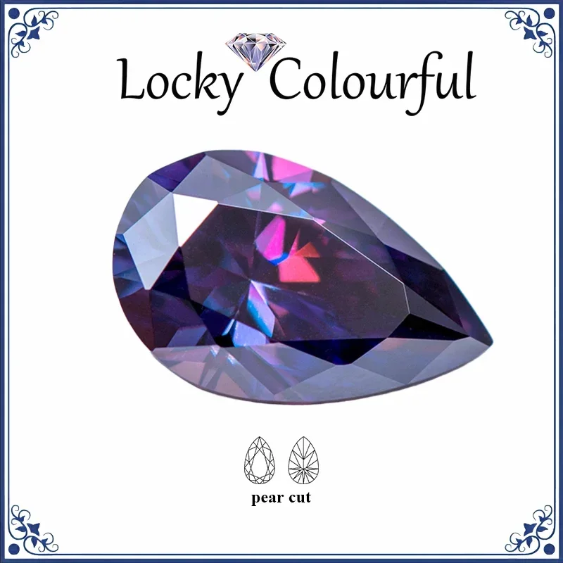 

Moissanite Pear Shape VVS1 Imperial Purple Color Charms Beads for Jewelry Making Necklace Rings Materials with GRA Certificate