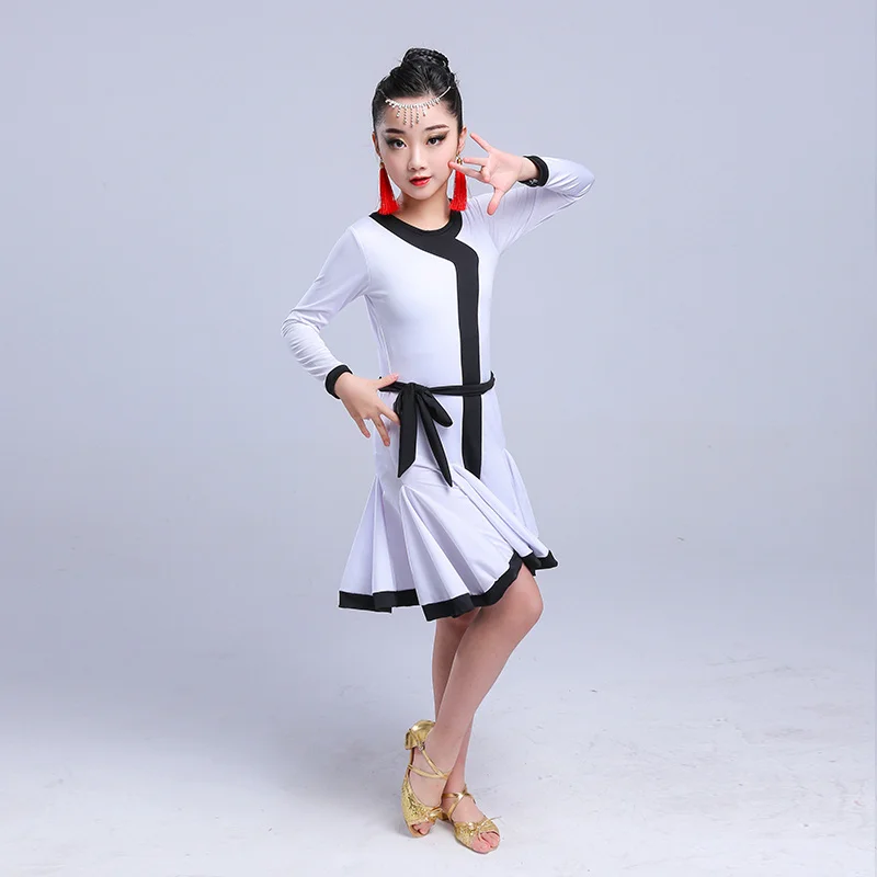 Latin Dance Dress Girl Professional Competition Dancing Dresses Children Kid Salsa Cha Samba Clothes Practice Show Wear