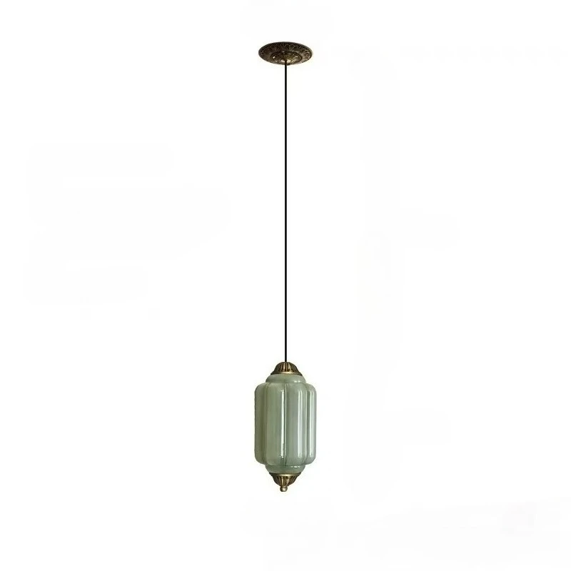 Nordic Retro Green Glass LED Pumpkin Modeling Pendant Lights Minimalist Restaurant Decoration Lighting Home Living Chandeliers
