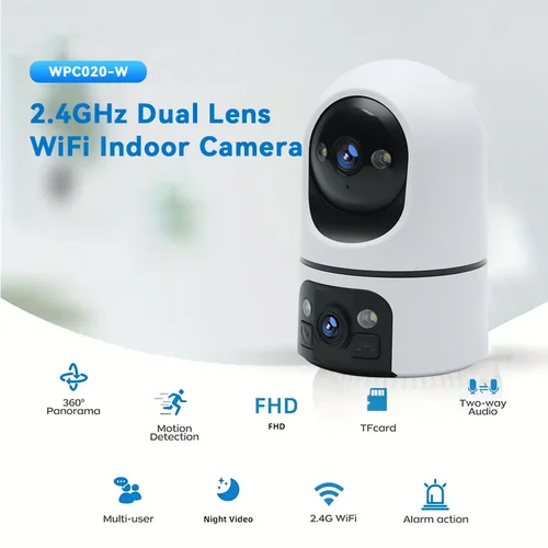 Imagen 2 del producto OKAM PRO-cámara WiFi de doble lente HD 5K, 10MP, videoportero bidireccional, seguimiento de movimiento AI, cámara para el hogar, visión nocturna en Color, PTZ, IP CCTV