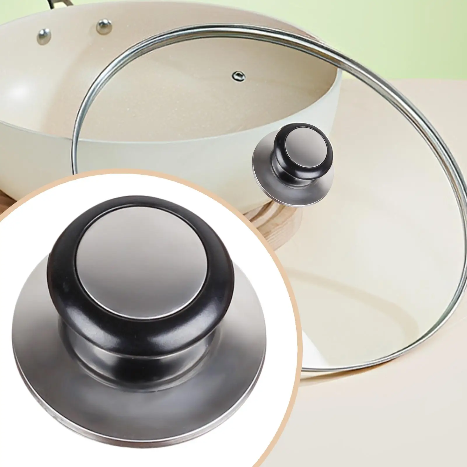 Pot Lid Handle Stainless Steel Pot Lids And Cover Knob Replacement Accessory For Skillet Slow Cooker Home Kitchen Restaurant