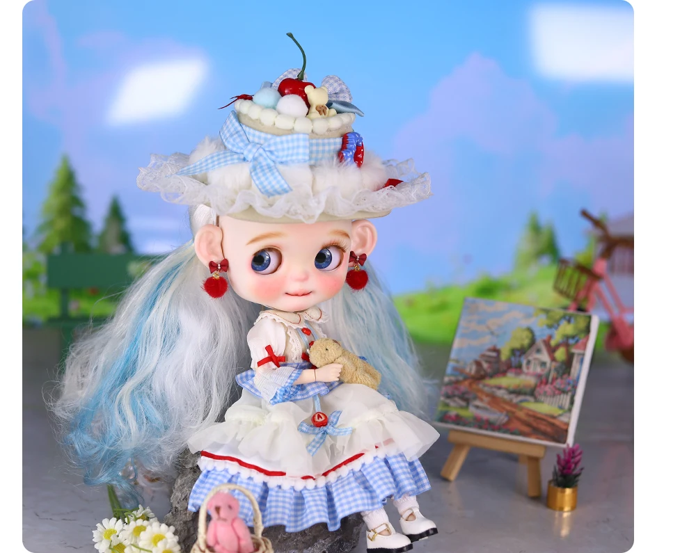 Neo Blythe Doll Sweet Cherry Cake Picnic Dress 2