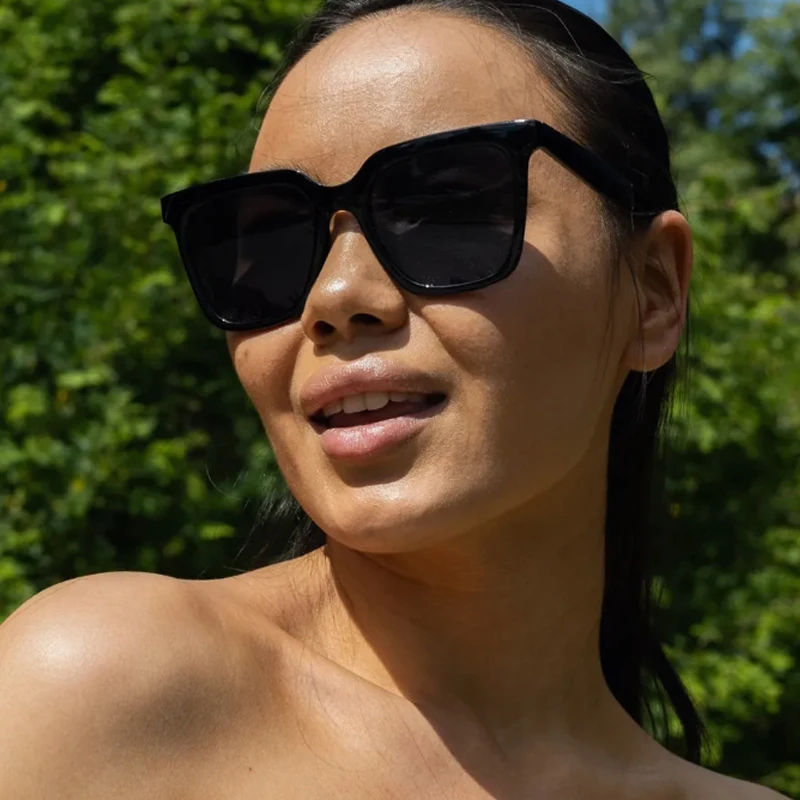 التنزه التخييم 1/6 قطعة كبيرة مربع مكافحة نظارات الضوء النساء العلامة التجارية مصمم Cateye ظلال خمر الإناث اللون النظارات UV400