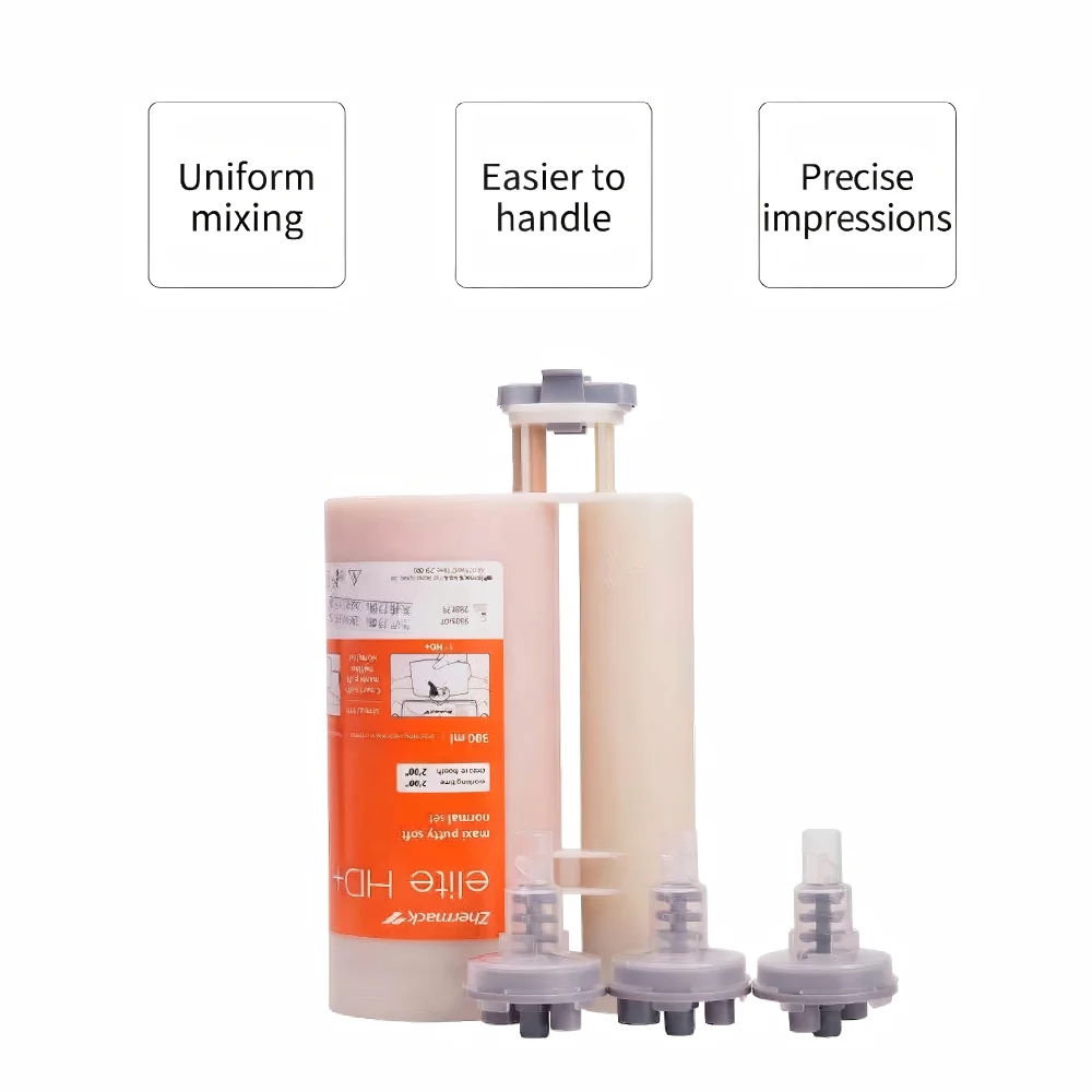 

Zhermack Elite HD+ Maxi Putty Soft 5:1 Автомиксируемый А-силиконовый оттискной материал с нанотехнологиями, гидрофильный патти, картридж 380 мл