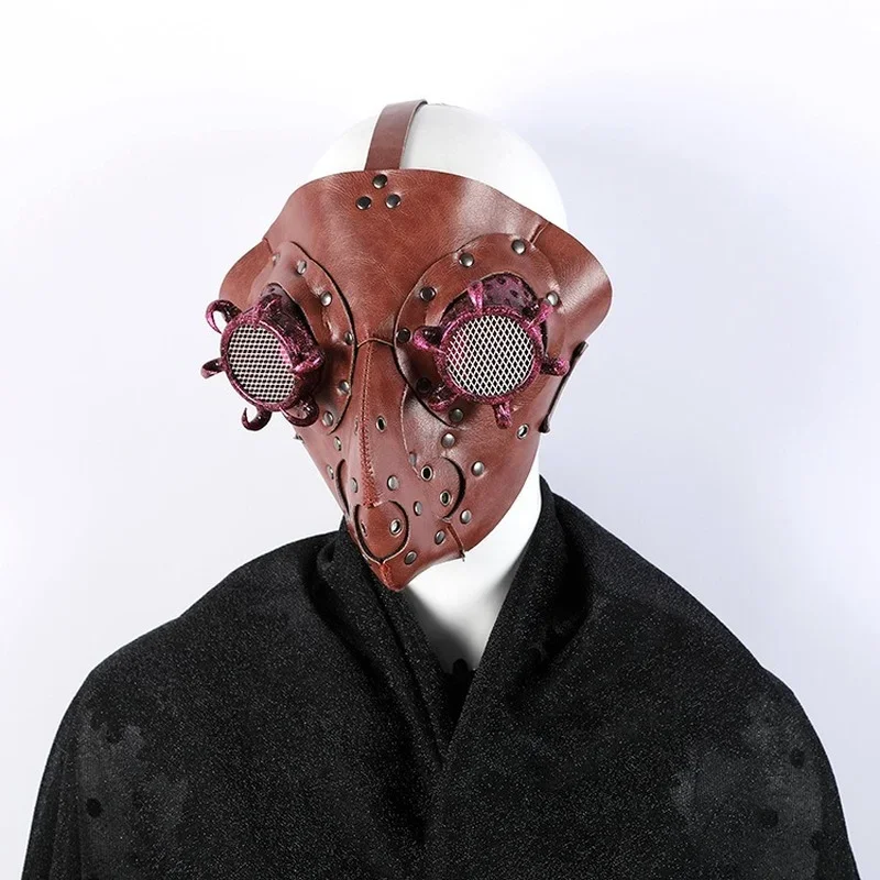 Hot Red Retro Steampunk Maske Halloween Maske Cosplay Punk Cocktail Party Spiel Party 3D Maske PU Steampunk Masken Cosplay Prop