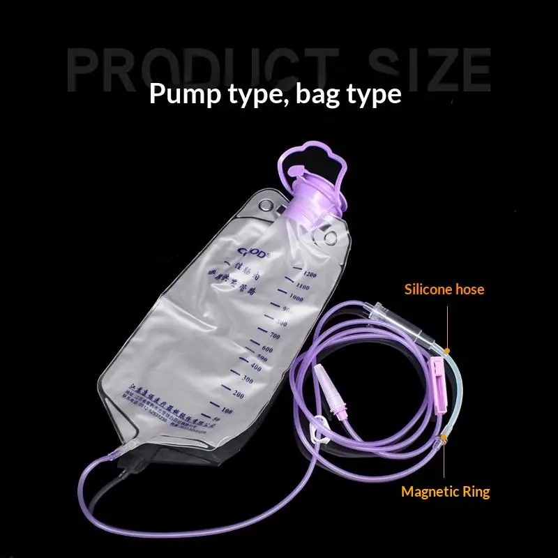New 1200ml  Plastic Feeding Bag Enteral Nutrition Supply Bag Nasal Feeding Nutrient Gravity Pump Transparent Tube Bag