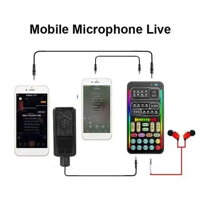 Hot Selling I9 Sound Voice Changer Portable Device Built-in 500mAh Battery 8 Modes DSP Reverb Mobile Game Broadcast Sound Card