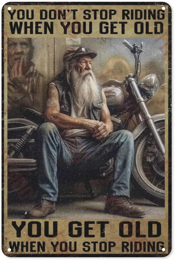 Металлический жестяной знак на мотоцикл, когда вы не прекратите гонки, когда получите старый жестяной знак для дома, гостиной, кухни, кафе, бара, Настенный декор 8X12