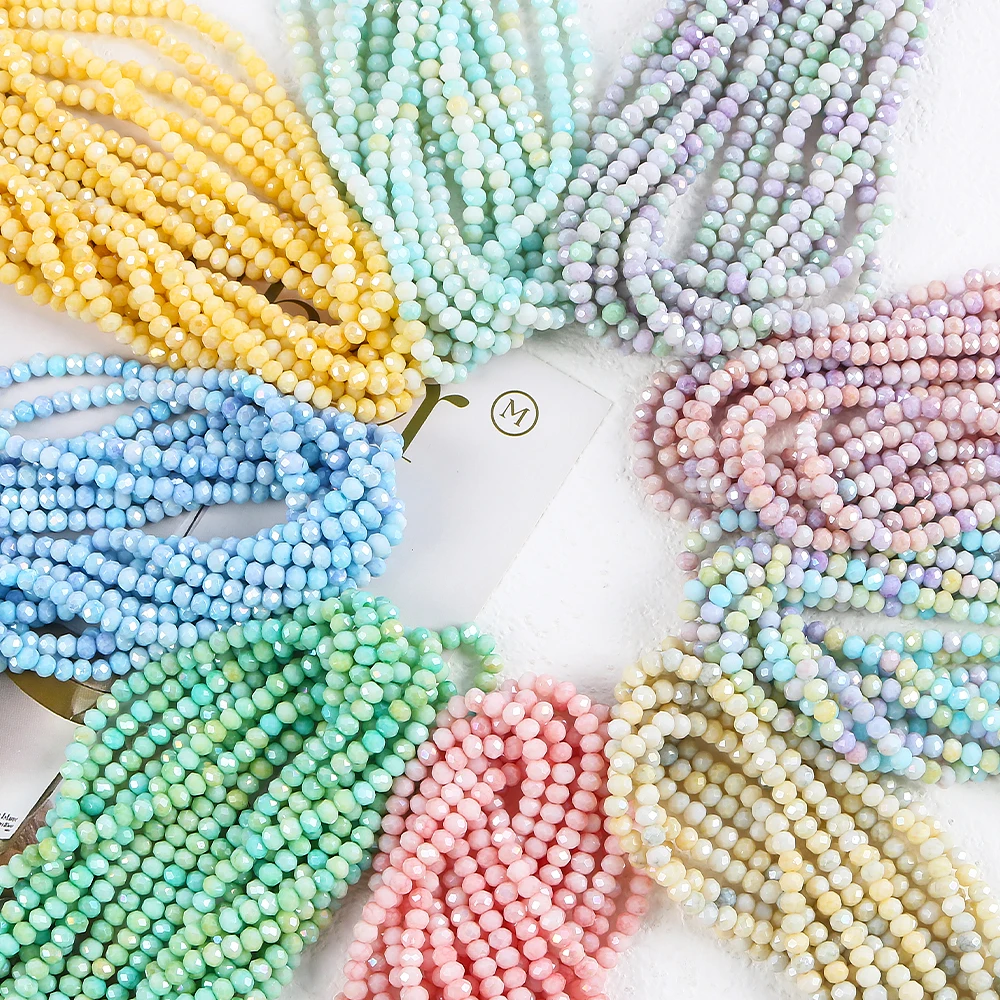 4mm Imitation Stone Glass Crystal Flat Bead Macaron Color Wheel Loose Bead DIY Bracelet Necklace Fashion Jewelry Making