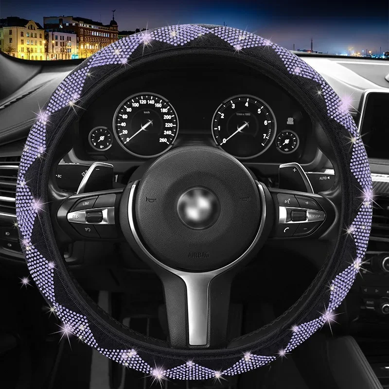 

Fashion Shiny Rhinestone Car Steering Wheel Cover,Elastic Diamond Studded Car Steering Wheel Case,Car Decoration Accessories