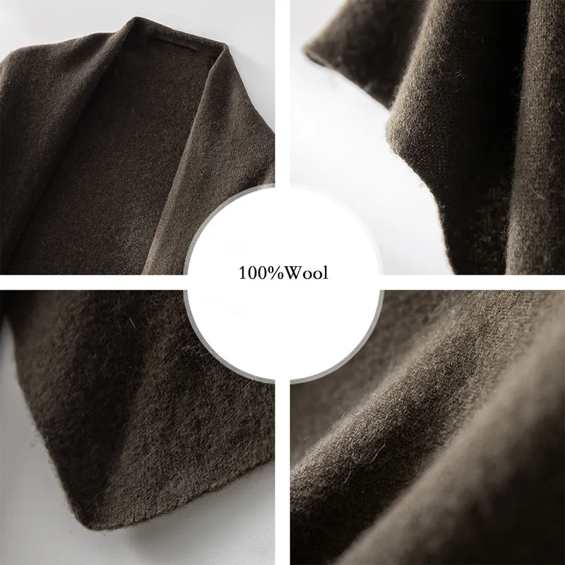 新しい100％ウール三角スカーフショール、秋冬ミニマリスト暖かいソフトエレガントな無地ショール