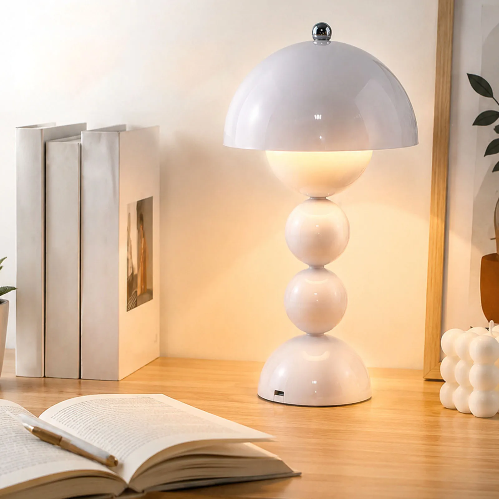 Mushroom Bud Retro Desk Lamp USB Charging LED 3 Color Modes Warm White Neutral Bedroom Atmosphere Night Light