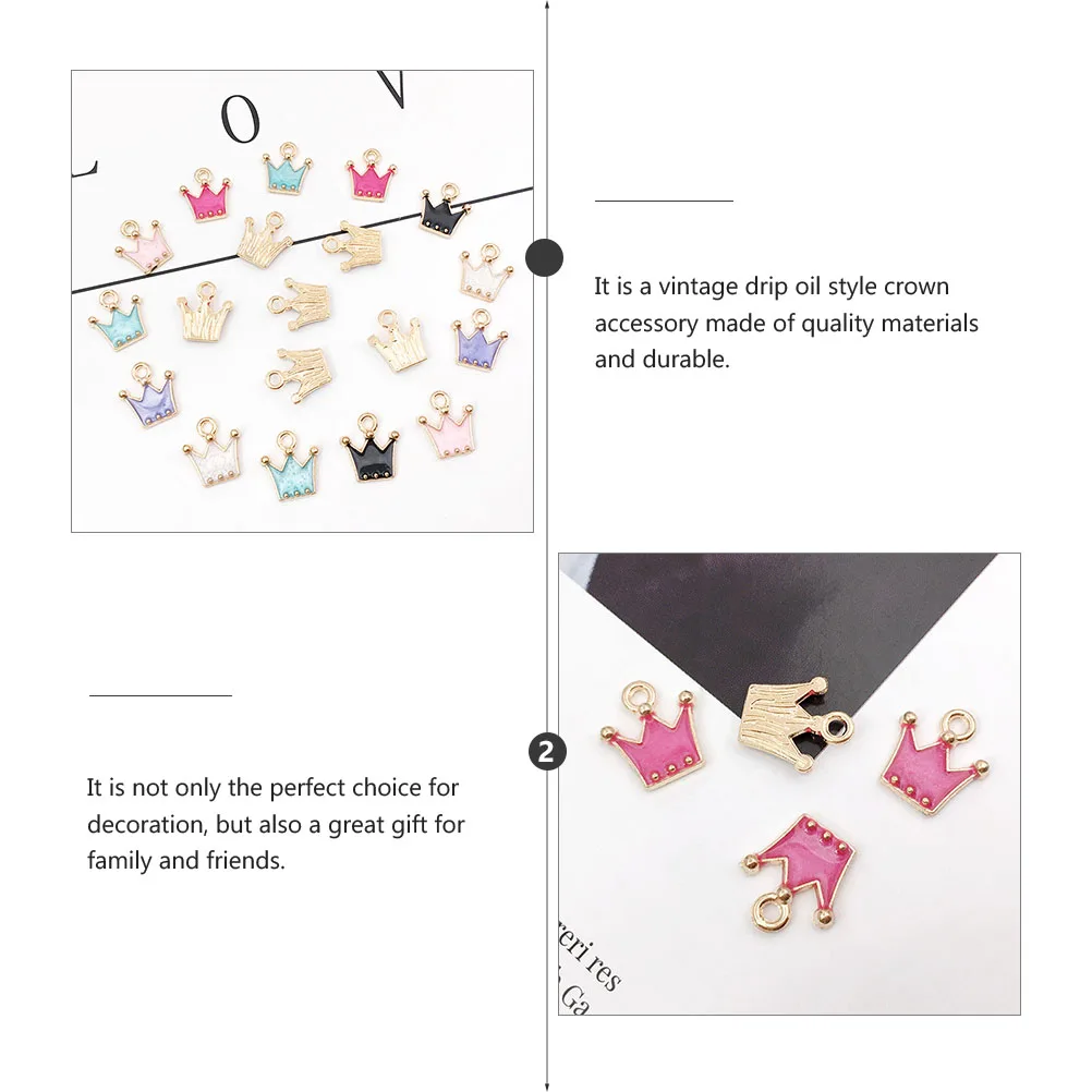 

60 Pcs Pearlescent Crown Pendant Alloy Small Size Jewelry Making Necklace Bracelet DIY Decor Accessories Beautiful Color Fine