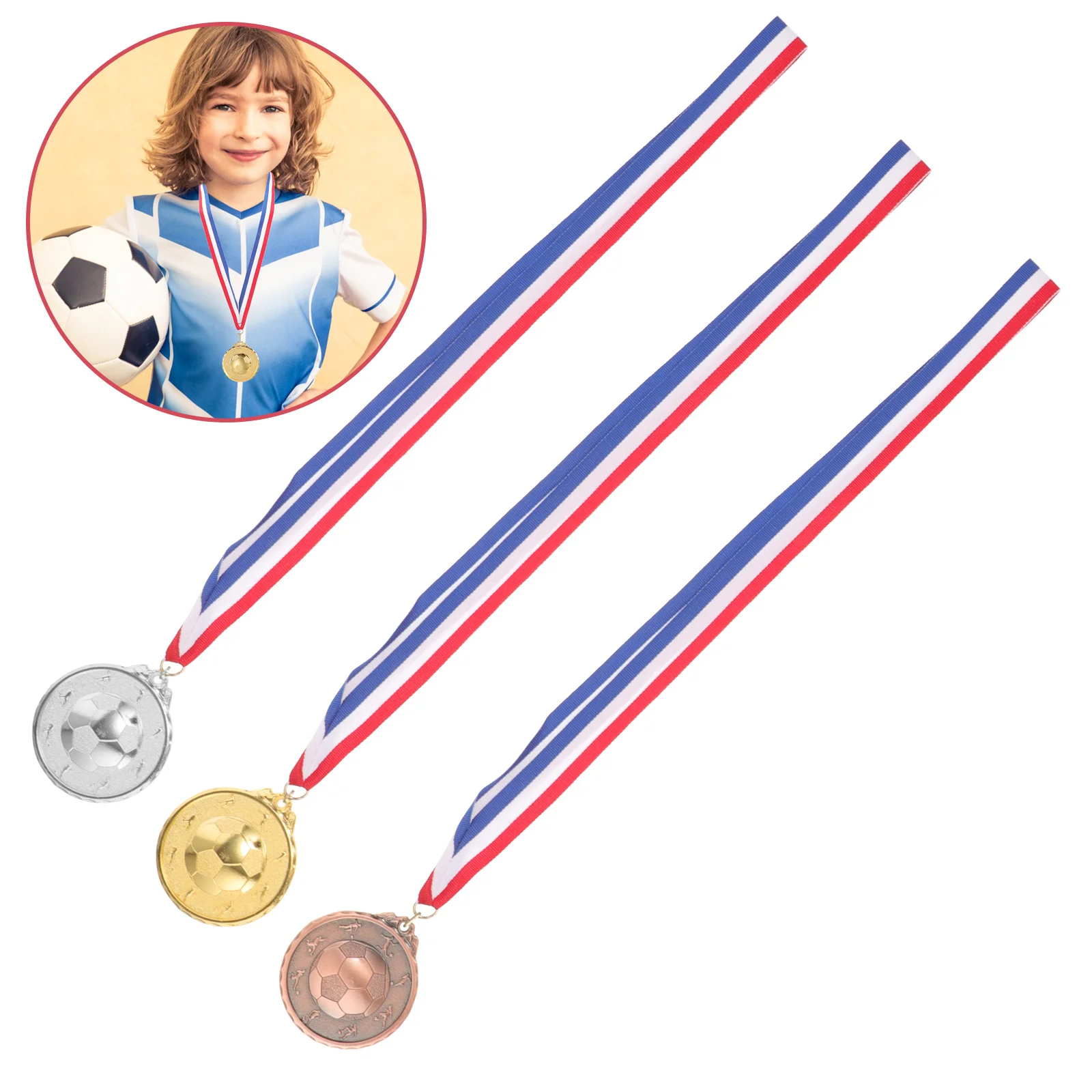 

3 Pcs Soccer Medals Contest Reward Teens Competition Championship 's Sports