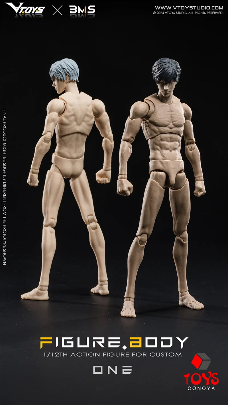 VTOYS X BMS 1/12 VB002 White VB003 Yellow Male Muscle Joint Body 16.5cm Super Flexible Action Figure Articulated Doll