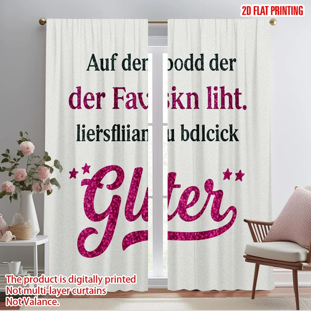 

2pcs 2D flat printing Drapes Facts Glitter 100% Polyester Fabric Without Electricity Festive Curtains for Home Wall Yard Use