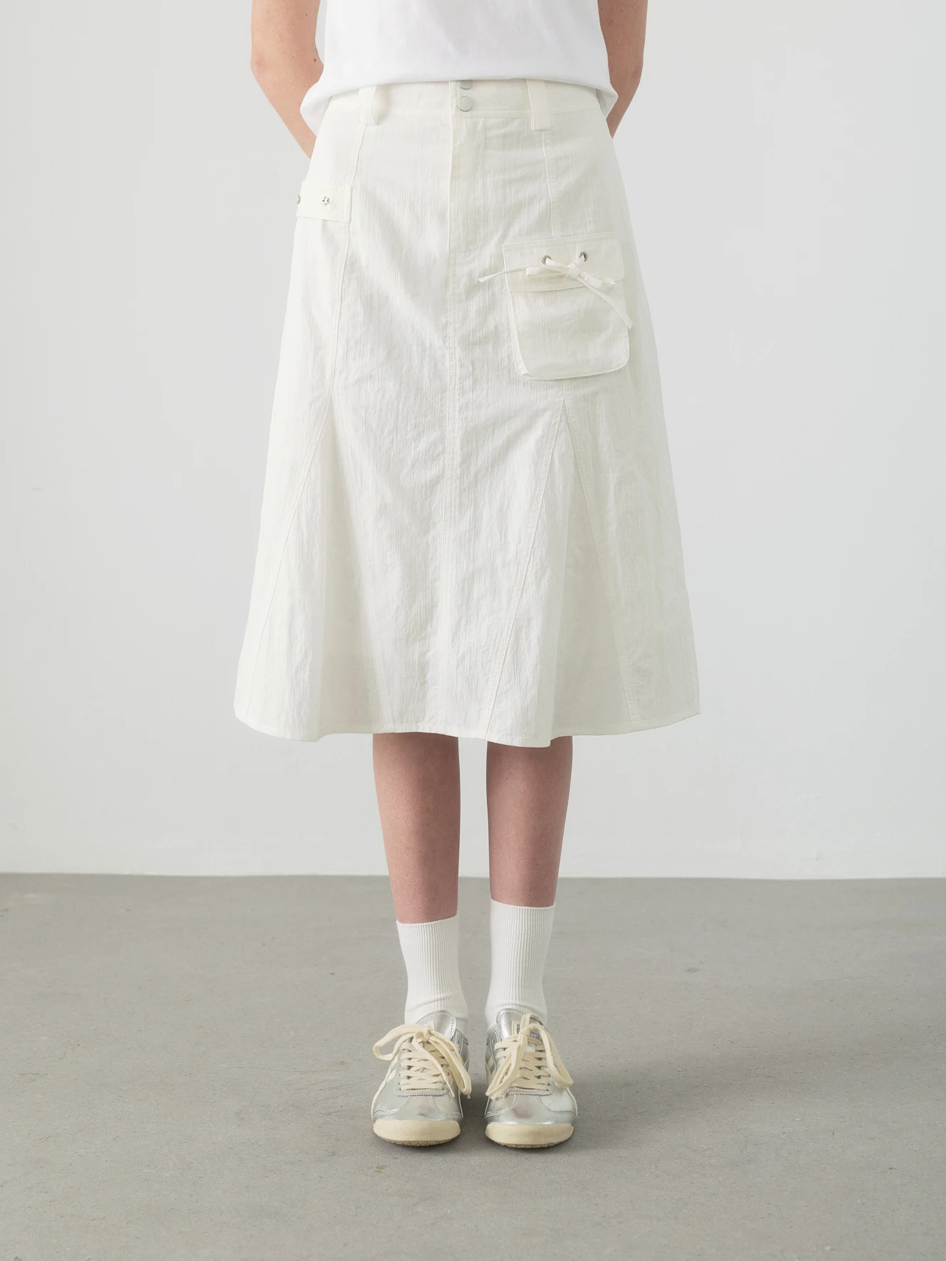 

Юбка А-силуэта для похудения с текстурным дизайном и карманами, тонкая, женская, для работы, универсальная, из нейлоново-хлопковой смеси, со средней талией, на молнии.