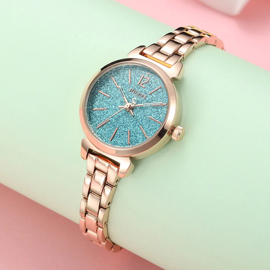 

New Fashion Sequins Women's Watch Japan Quartz Small Woman Hours Fine Bracelet Birthday Girl's Christmas Gift Julius Box