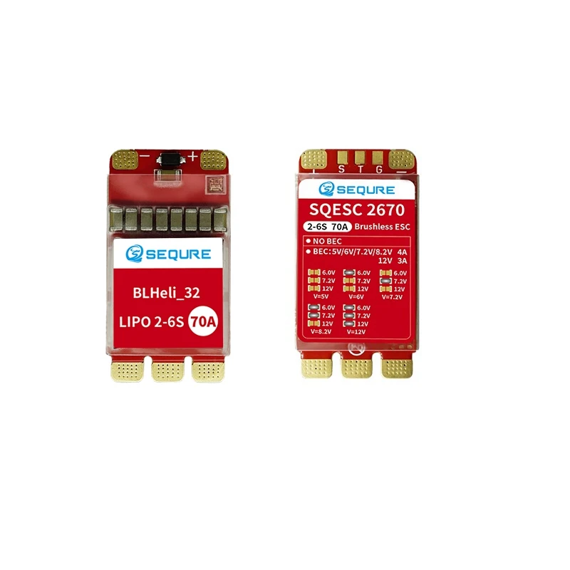 SEQURE-controlador de velocidad electrónico sin escobillas 2670, fuente de alimentación de 2-6slipo, 70A, adecuado para Uavs 2670 multieje (Blheli 32), piezas