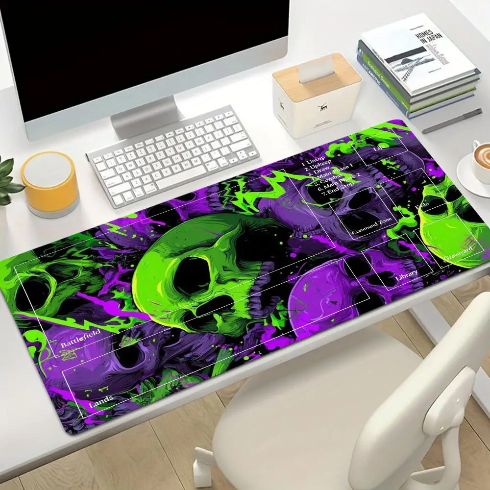 Large Size Mousepad Table Mat For Bedroom Learning Games Psychedelic Paint Skull Themed For Office Desktop Laptop Mat