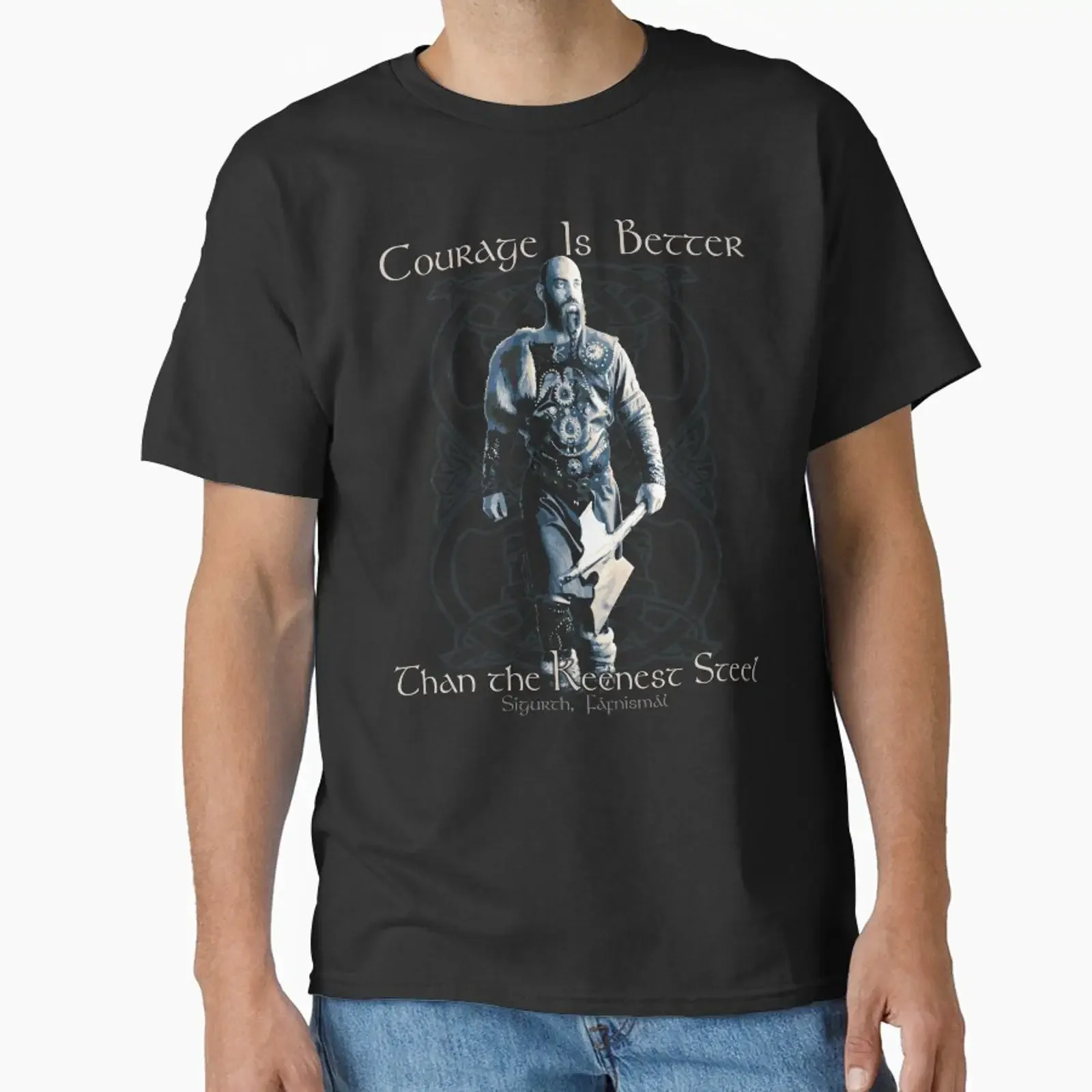 Le courage est meilleur que l'acier le plus brillant, proverbe nordique viking, Sigurth Vikings, t-shirt classique vintage, graphique unisexe délavé