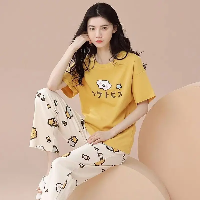 Women\'s New Pajamas Loungewear Set Women\'s Spring Summer Loungewear Can Be Worn Outside Plus Size Loose Casual Loungewear