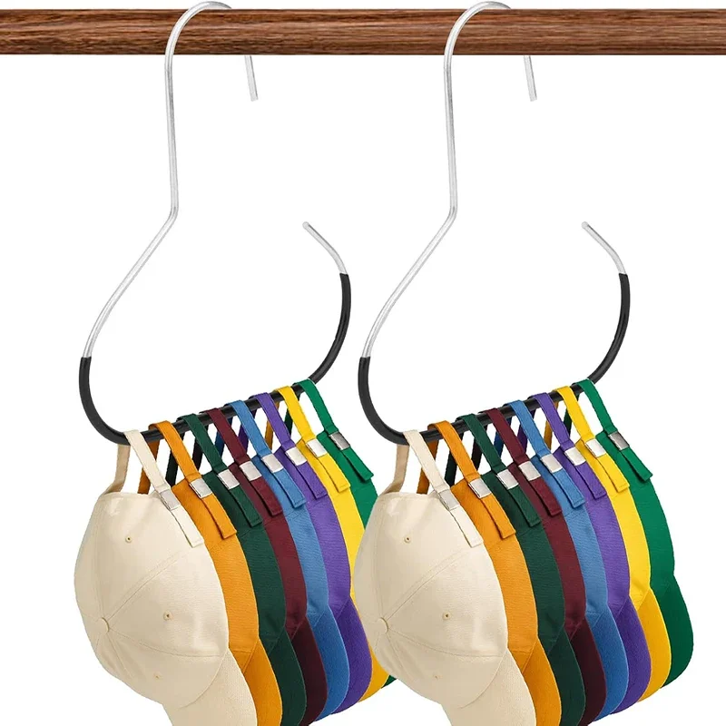 2Pcs Hat Storage Hooks, Multi-Cap Organizer Hanger for Closet Space Saving