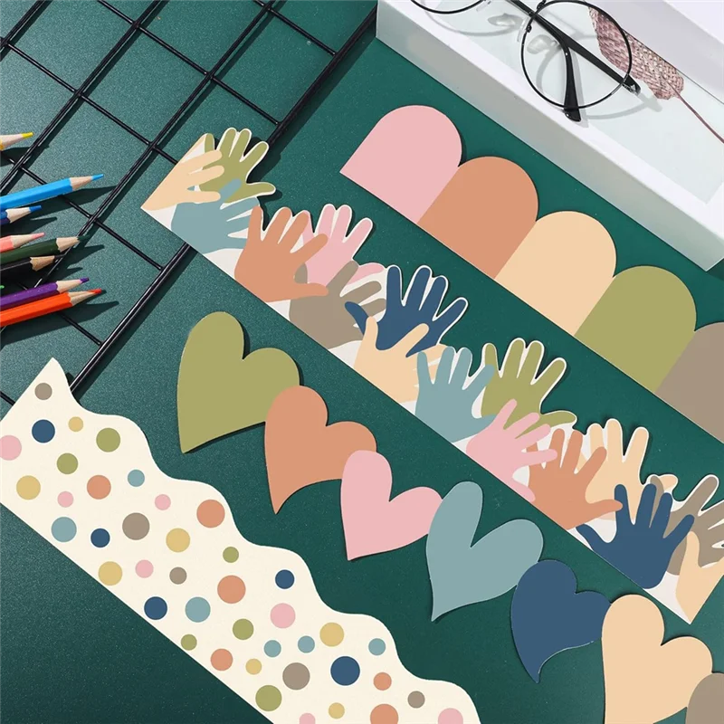 

Colorful Boho Bulletin Board Borders Trim Stickers Classroom Decorative Die-Cut Edges
