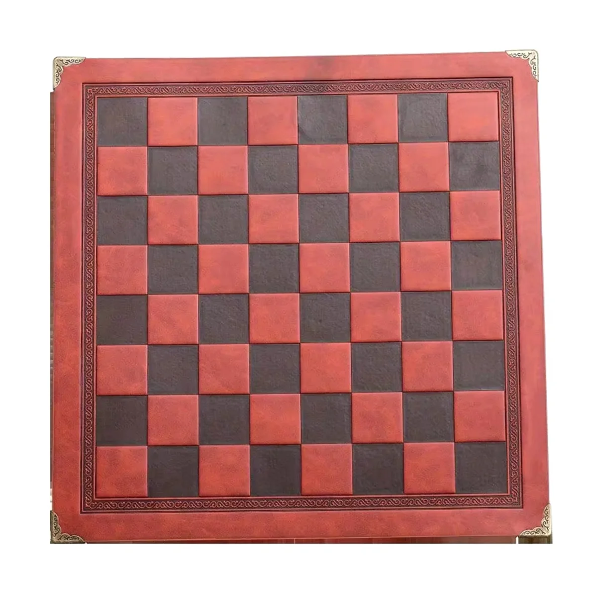 BAAU 33 センチメートルレザーチェス盤ユニークなデザインポータブルボードゲームアクセサリーメタルコーナーガードレッド