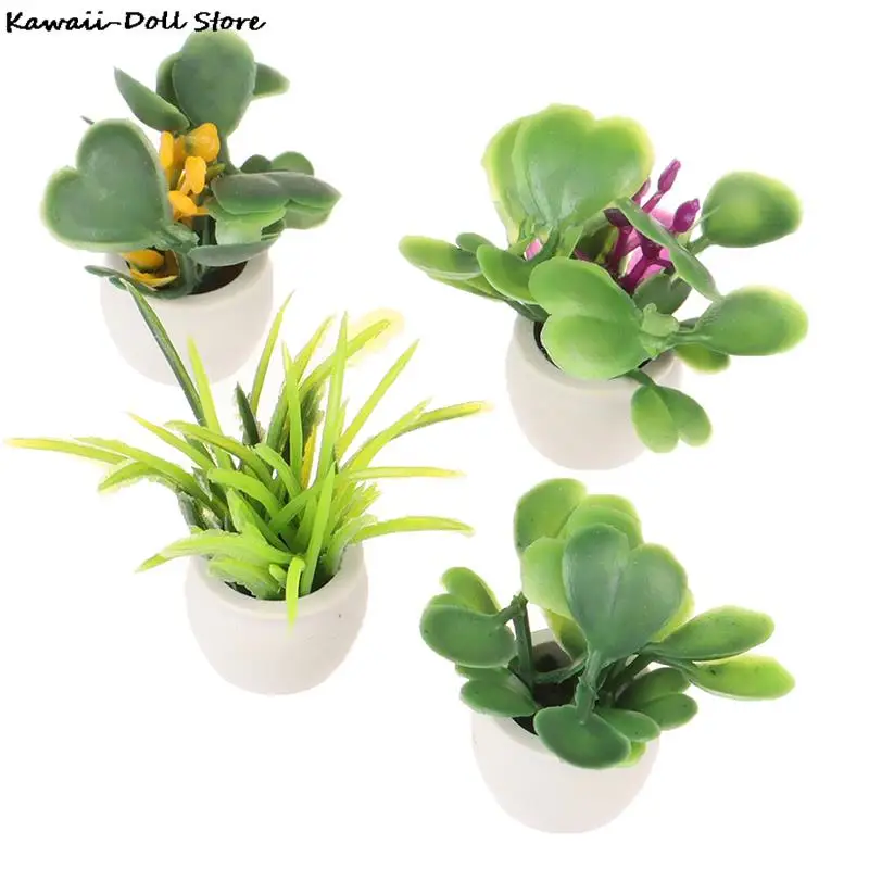 1:12 Dollhouse Miniature Green Plant In Pot Furniture Home Decor Accessories