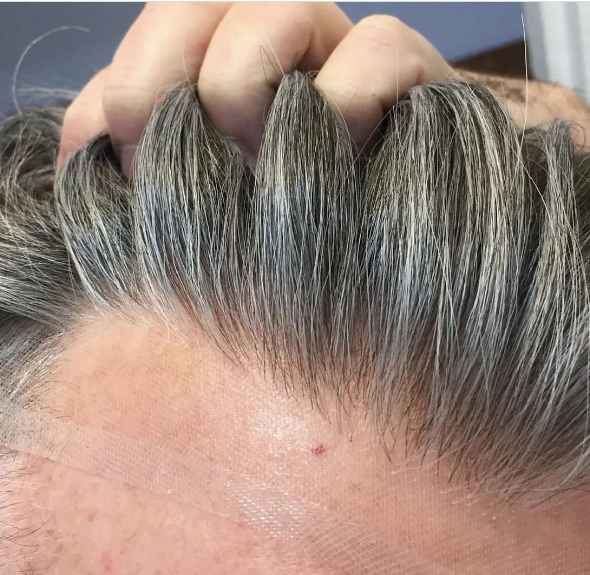 شعر مستعار أمامي من الدانتيل السويسري يسمح بالتهوية للرجال ، خط شعر طبيعي ، شعر مستعار بشري للذكور ، استبدال الشعر ، Q6