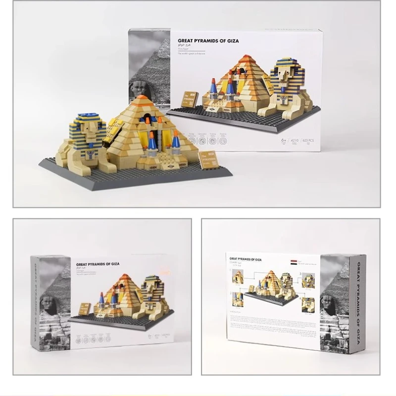 SEMBO Egyptian Giza Pyramid Building Blocks Creative Trendy Assembling Landmark Ancient Building Ornaments Educational Toys