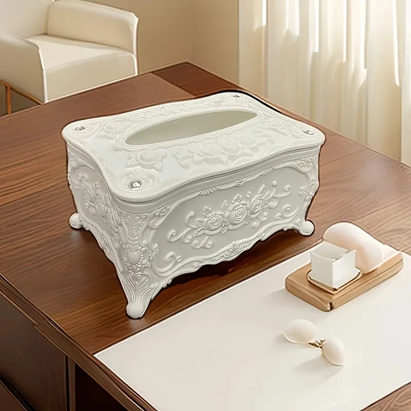 Einfache europäische Taschentuchbox, kleine Serviettenextraktionsbox, Restaurant, Badezimmer, Büro-Desktop, Aufbewahrung von Kunststoff-Extraktionspapier – Detail 5