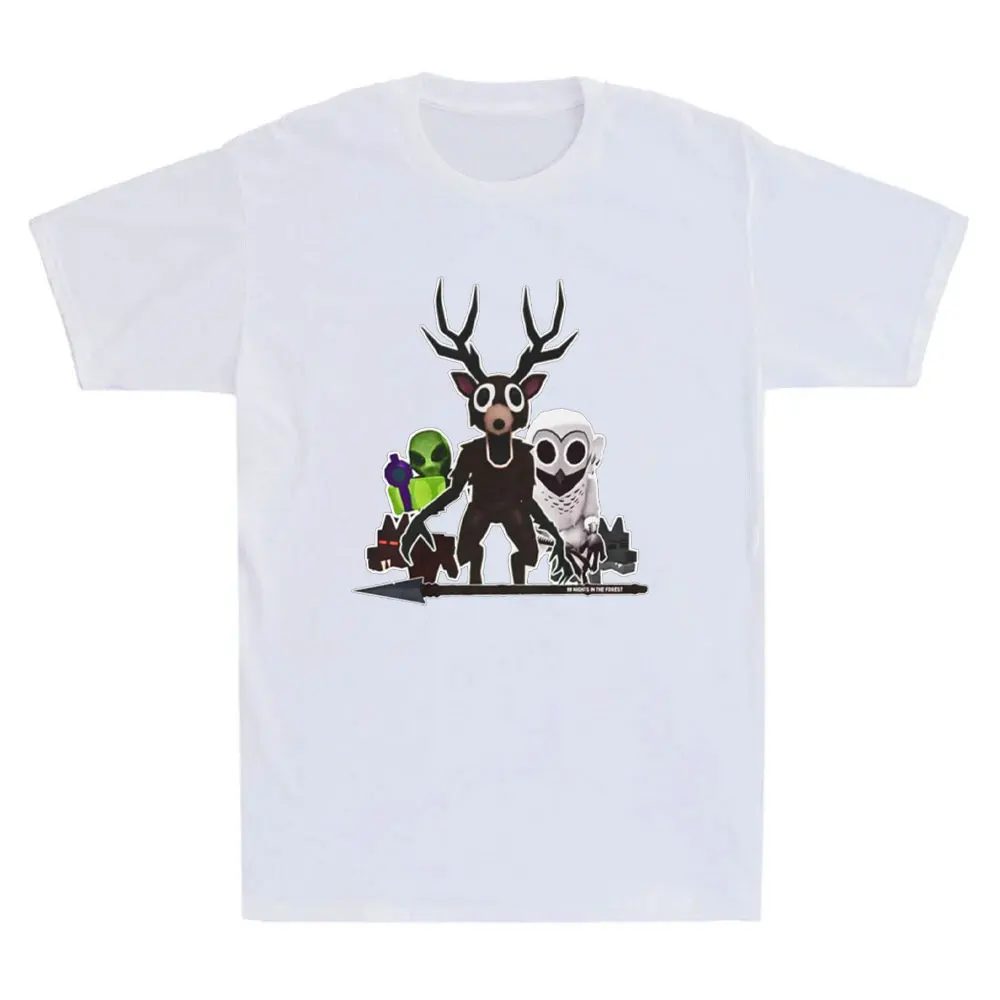 لقد نجوت 99 ليلة في الغابة الرجال القطن تي شيرت 99 ليال في كيانات الغابات الجرافيك المحملة الألعاب هدية الرجال الملابس