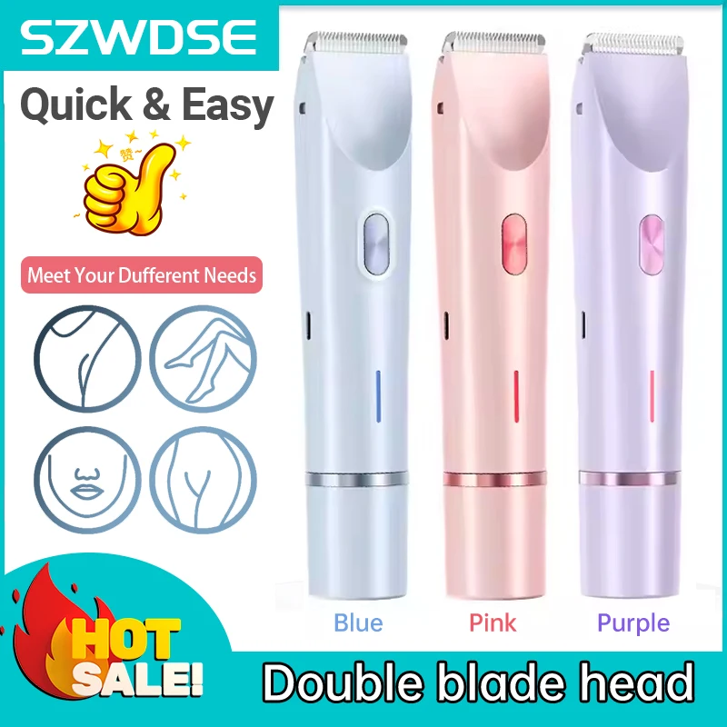 

2026 Dual Head Hair Removal for Women Portable Float Blade Wet Dry Use Waterproof Painless Facial Trimmer Body Epilator ﻿