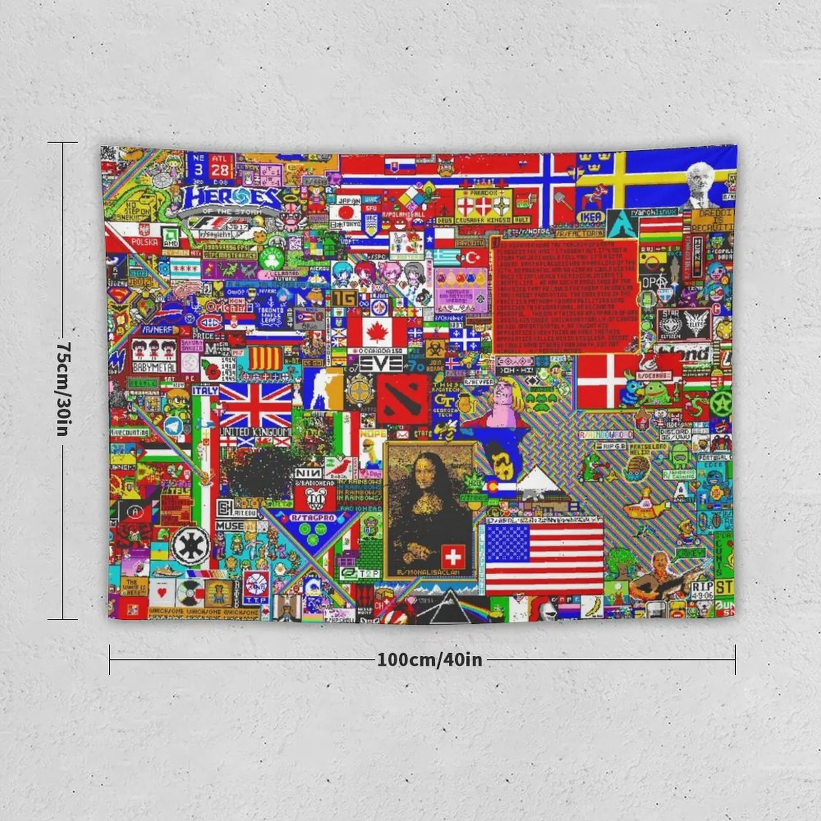 Reddit r/place Final Image - 13k Resolution Tapestry Decor Home Outdoor Decor Wallpaper Tapestry