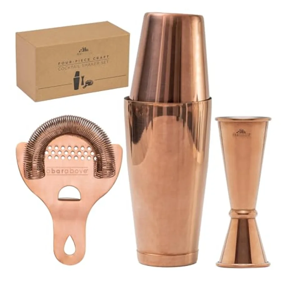 

Профессиональный набор для приготовления коктейлей: шейкер Бостон, стрейнер и джиггер, барные аксессуары для создания коктейлей.