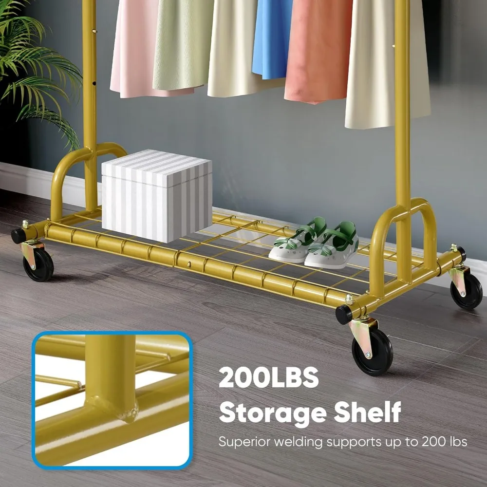 Perchero comercial resistente con ruedas para colgar ropa, soportes de hasta 525 libras, perchero de larga duración para negocios